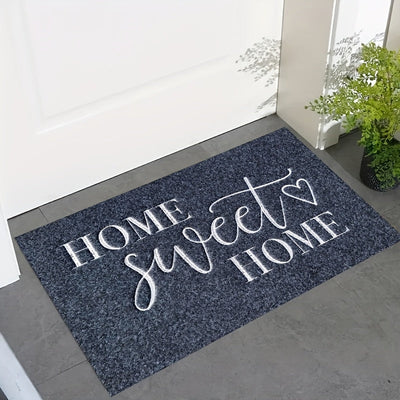 Tapete de bienvenida Hogar Dulce Hogar – Tapete azul acogedor con letras blancas, poliéster lavable a máquina, ideal para entrada, cocina, sala o dormitorio, tapete de bienvenida para interiores | Detalle acogedor para el hogar | Tapete lavable a máquina