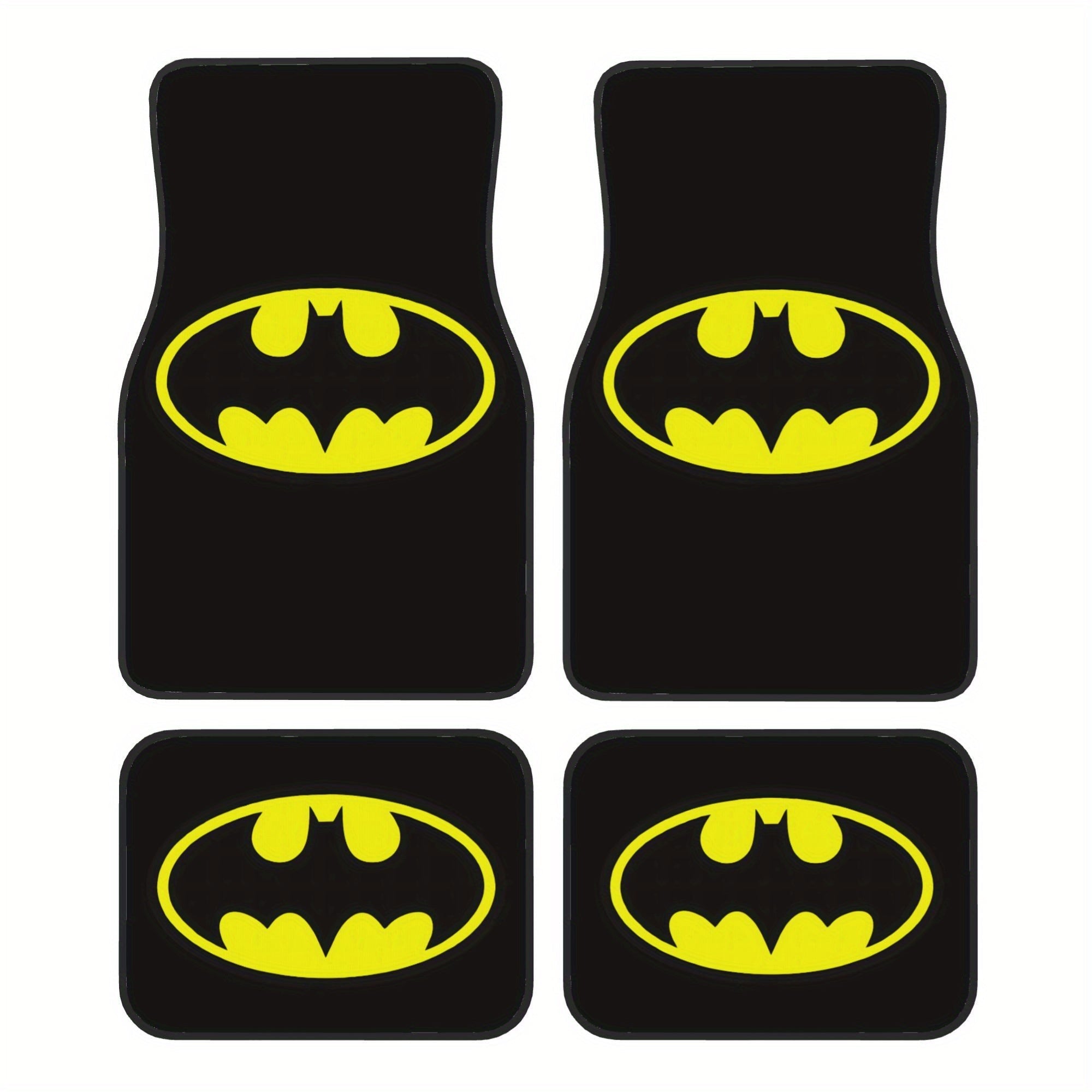 4 piezas de tapetes para auto de DC Batman de Warner Bros. - Antideslizantes, ajuste flexible para sedanes, camionetas, SUVs y vans - Protección interior elegante y mayor comodidad al conducir, diseño divertido, superficie antideslizante, vehículos famil