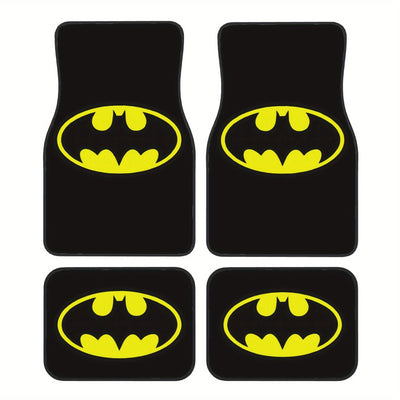 4 piezas de tapetes para auto de DC Batman de Warner Bros. - Antideslizantes, ajuste flexible para sedanes, camionetas, SUVs y vans - Protección interior elegante y mayor comodidad al conducir, diseño divertido, superficie antideslizante, vehículos famil