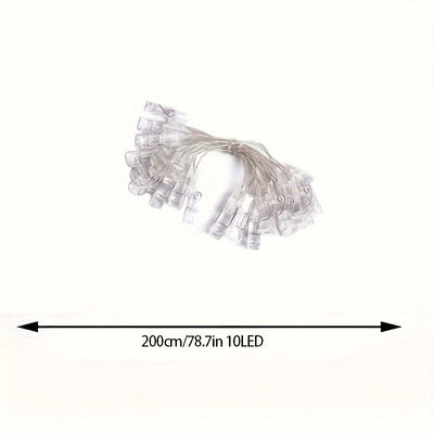1 juego de luces decorativas de 1.5 m/2 m con clips para fotos, luces de hadas a pilas, luz cálida para dormitorio, pared, patio, fiestas de Halloween, Navidad, bodas y Ramadán