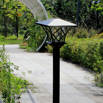 Lámparas solares para jardín de 1.7 m, negras, con paneles de vidrio transparente, plástico duradero y batería de níquel, ideales para césped, caminos y decoración de festivales, iluminación exterior | Luz exterior moderna | Plástico resistente
