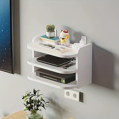 Estantería de Montaje en Pared para Ahorrar Espacio, 1 pieza, Material PP, Organizador sin Taladro para Enrutador y Decodificador de TV, Solución de Almacenamiento Utilitario Sin Carga
