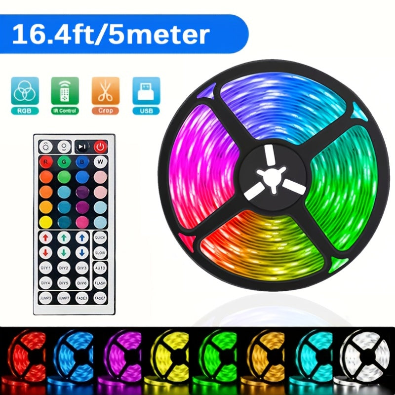 Luz LED inteligente con control remoto inalámbrico - Cambio de color RGB, luces USB regulables para decoración de sala de estar, iluminación ambiental flexible con control remoto, funcionamiento con batería de botón (36V), luces con control remoto, exhib