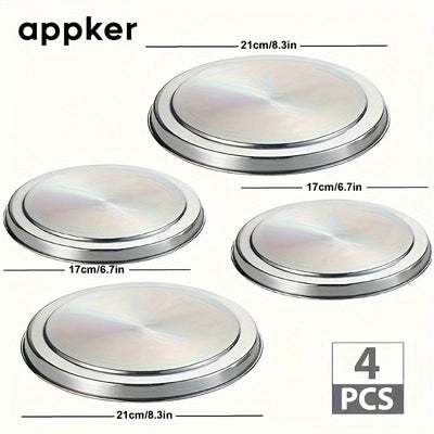 appker, 4 Piezas, Cubiertas De Cocina De Inducción De Acero Inoxidable, Protectores Duraderos Para Estufas De Cocina, Accesorios Para Utensilios De Cocina Para El Hogar, Diseño Creativo