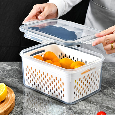 Juego de 9 Recipientes para Alimentos sin BPA con Cesta y Tapas - Herméticos, Apto para Nevera, Reutilizable Organizador Multiusos para Frutas, Verduras y Comidas