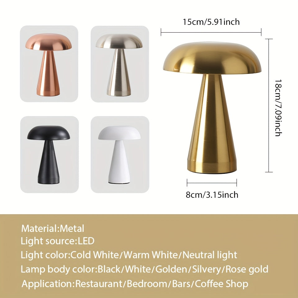 Linterna de Mesa Portátil de Metal con LED, Funciona con Batería para Sala de Estar y Dormitorio, Decoración para Fiestas, Luz Nocturna Recargable por USB con Sensor Táctil, Ajuste de Brillo y Color, Regalo Ideal para Festividades