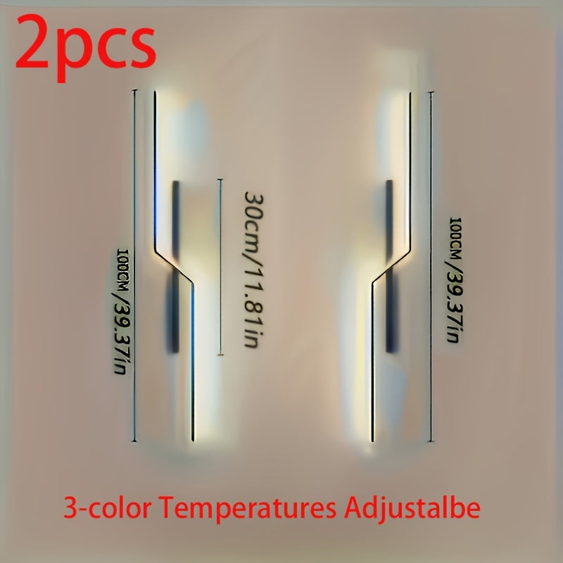 2 piezas, Lámpara de Pared para Dormitorio, Luces Lineales de Tira, Apliques de Pared LED Modernos Estilo Nórdico Minimalista para Pasillo, Sala de Estar, Escalera, Isla de Cocina, Luzes de Fondo para TV, Temporizadores de Color Regulables, Decoración de