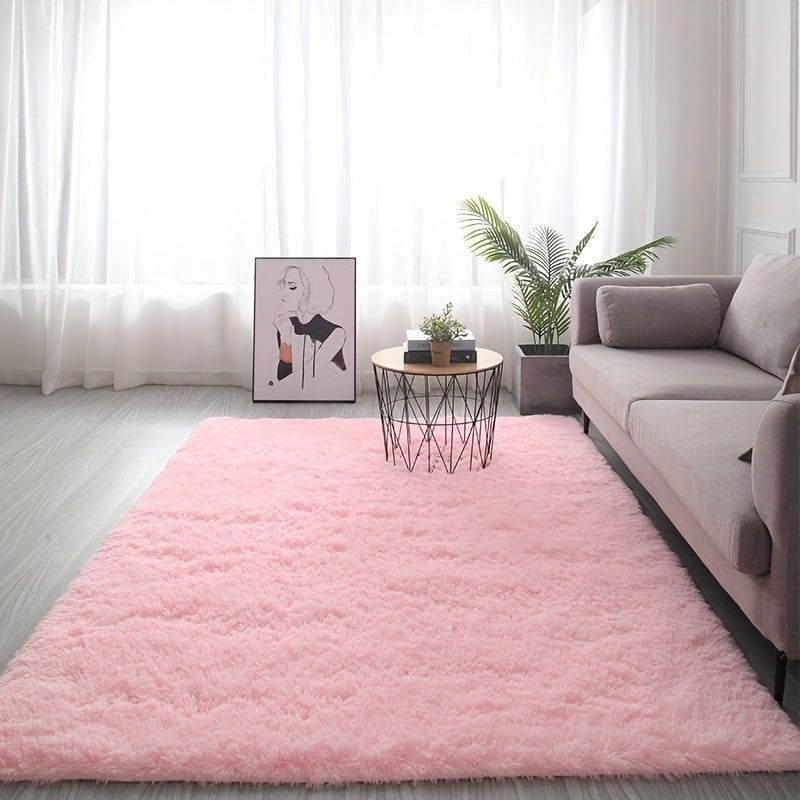 1pc Alfombra de Lujo de Color Sólido y Peluche - Ultra Suave y Esponjosa, Diseño Tie-Dye, Base Antideslizante, Lavable en Máquina 100% Poliéster - Ideal para Sala de Estar, Dormitorio, Decoración Moderna del Hogar, Decoración de Salón | Alfombra Minimali