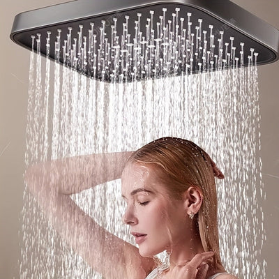 Rociador de Lluvia Cuadrado Montado en el Techo de 30.48 cm - Cabezal de Ducha Superior con Rotación 360°, Ahorro de Agua y Gran Flujo, Plástico Duradero para Mejora del Baño, Accesorio Moderno