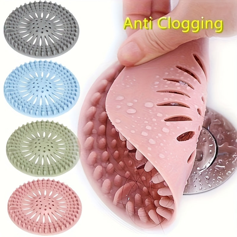 1pc Filtro de Silicona para Cabello - Cubierta Antiatascos con Diseño Multiorificio, Protector de Desagüe para Baño y Cocina en Colores Pastel (Rosa/Azul/Verde/Gris) - Capturador de Pelusas y Jabón, Prevención de Residuos, Compatible con Desagües Estánda