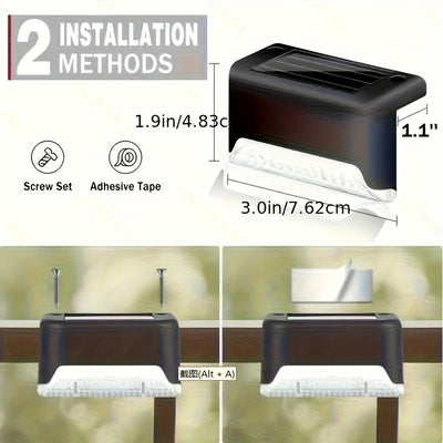 Paquete de 16 Luces Solares para Exteriores, Iluminación LED para Escaleras, Decoración de Balcón, Vallas y Jardines, Caminos de Villa y Paredes