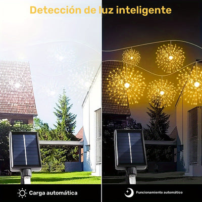 Conjunto de Luces LED Estelares con Energía Solar de 2/4 piezas, 240/480 LED Brillantes, 8 Modos de Iluminación, Blanco Cálido/Multicolor/Blanco - Ideal para Patio, Jardín, Sombrilla y Decoraciones Festivas