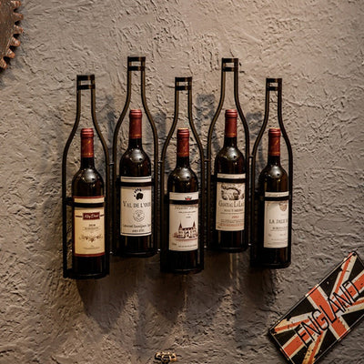 Estante para vinos de metal industrial vintage - Estante de exhibición duradero montado en la pared para decoración de bar en casa, sala de estar o comedor con diseño clásico, decoración de vinos
