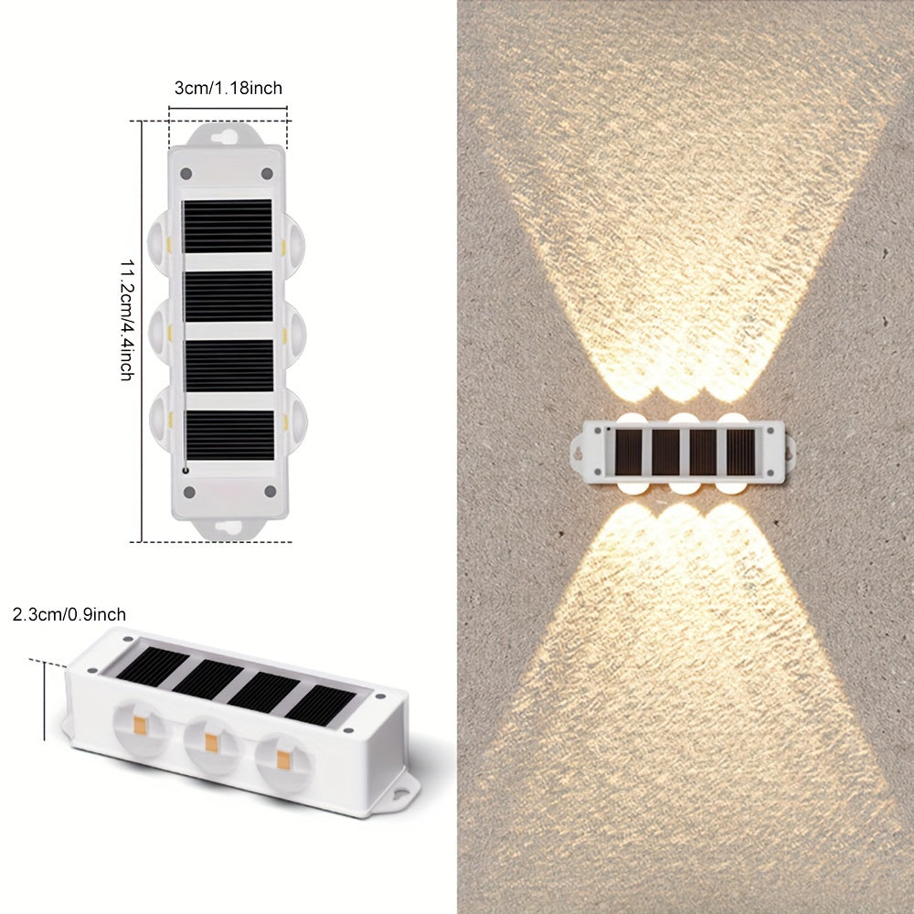 Luces solares para patio exterior (4 piezas/caja), luces de lavado de pared exterior, focos de paisaje para pared exterior de villa, luces decorativas de pared para ambiente