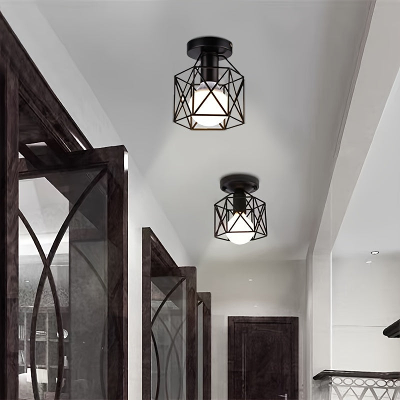Plafón de techo minimalista moderno, estilo nórdico, metal, uso doméstico, cableado, sin fuente de luz, voltaje 85V-265V, negro, para pasillo, balcón, sala de estudio.