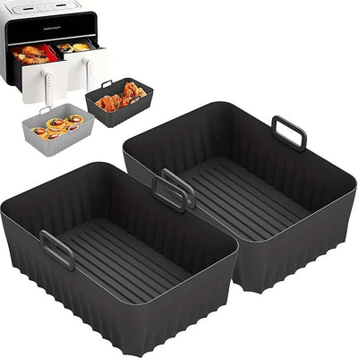 Revestimientos de Silicona para Freidora de Aire Ninja Dual Dz401 Dualzone, Revestimientos de Silicona Reutilizables para Freidora de Aire, Accesorios para Cesta de Freidora de Aire Antiadherentes, Bandeja de Repuesto para Hornear