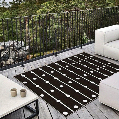 Alfombra Seven Stars de Poliéster Lavable a Máquina - Bajo Pelo para Interior/Exterior con Rayas, Cuadros y Diseños Sólidos, Base Antideslizante, Tamaños Grandes hasta 2.16m² para Patio, Jardín, Sala o Dormitorio