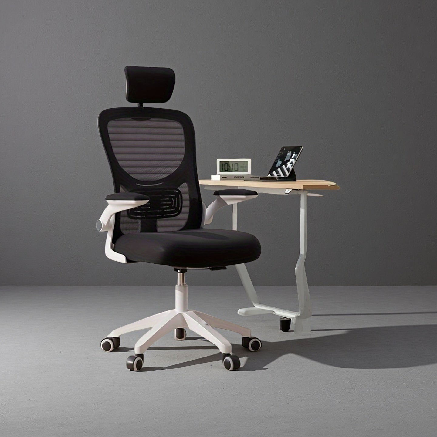 Silla de oficina ergonómica, diseño cómodo y transpirable, 4 estaciones - 12 meses, silla ejecutiva para hogar y oficina, inclinación manual, fácil de limpiar, [3 colores disponibles], base giratoria de 360°, [11 festividades para usar]