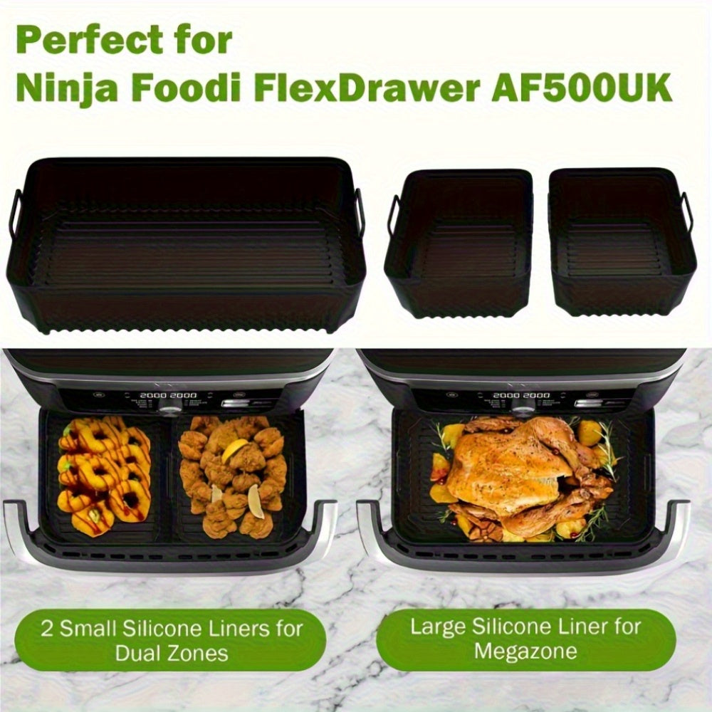 3 piezas de fundas de silicona antiadherentes para freidor de aire, compatibles con AF500UK, fáciles de limpiar, reutilizables, seguras para alimentos, accesorio de cocina.