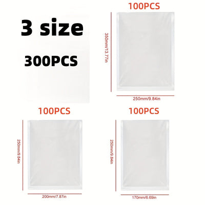100pcs Bolsas de Sellado al Vacío PE, Grado Alimenticio para Mantener la Frescura, Resistentes y Duraderas, Bolsas de Envoltura para Ahorrar Alimentos para Máquinas de Sellado al Vacío, Sellado al Vacío|Almacenamiento Transparente|Material PE Duradero