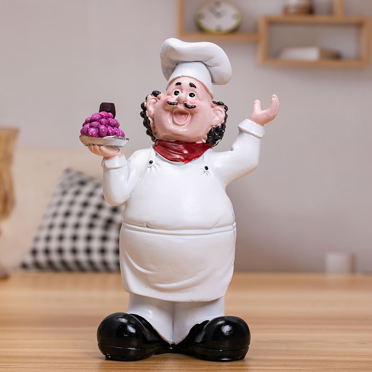 1pc Figura de resina de chef de caricatura - Adorno de canto para decoración interior y exterior, ideal para Navidad, Janucá, Acción de Gracias, Ramadán, Día de la Madre - No necesita electricidad
