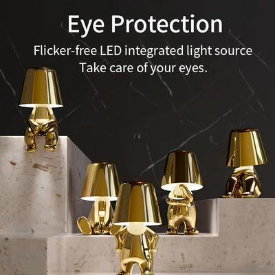1 pza. Lámpara de escritorio moderna de oro y plata con puerto USB, luz nocturna LED ajustable de 3 vías para dormitorio, sala de estar, oficina.