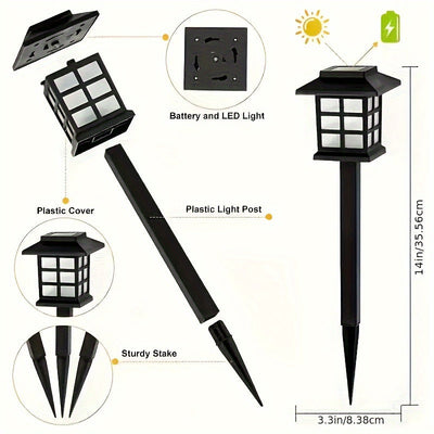 Juego de 2 luces solares para exterior, luz cálida, para jardín, césped, paisaje, entrada, pasillo, decoración de porche, accesorios de jardín, luces solares para decoración de patio y jardín