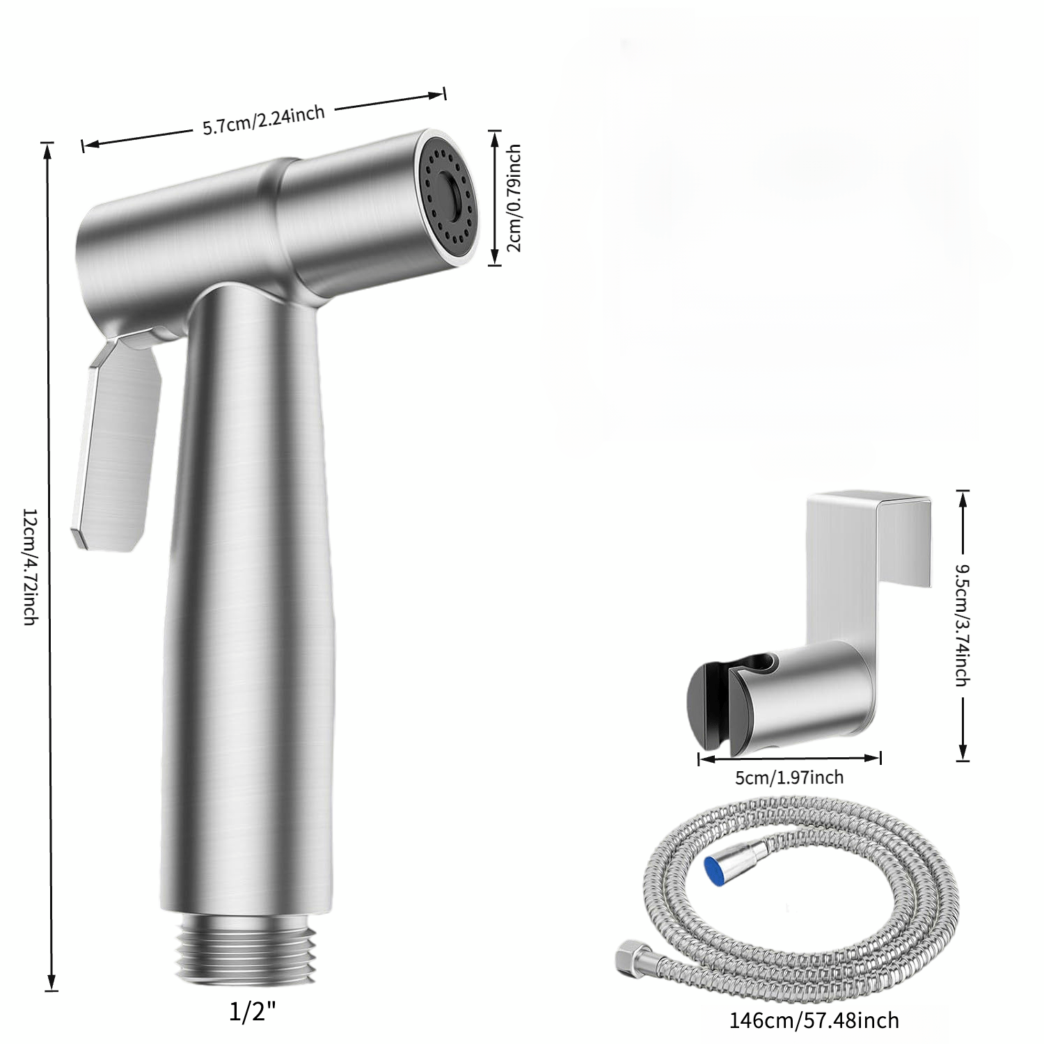 Sistema de ducha portátil - Control de flujo dual y montaje en pared, manguera reforzada de 1,5m, adecuado para baño de spa/baño de RV