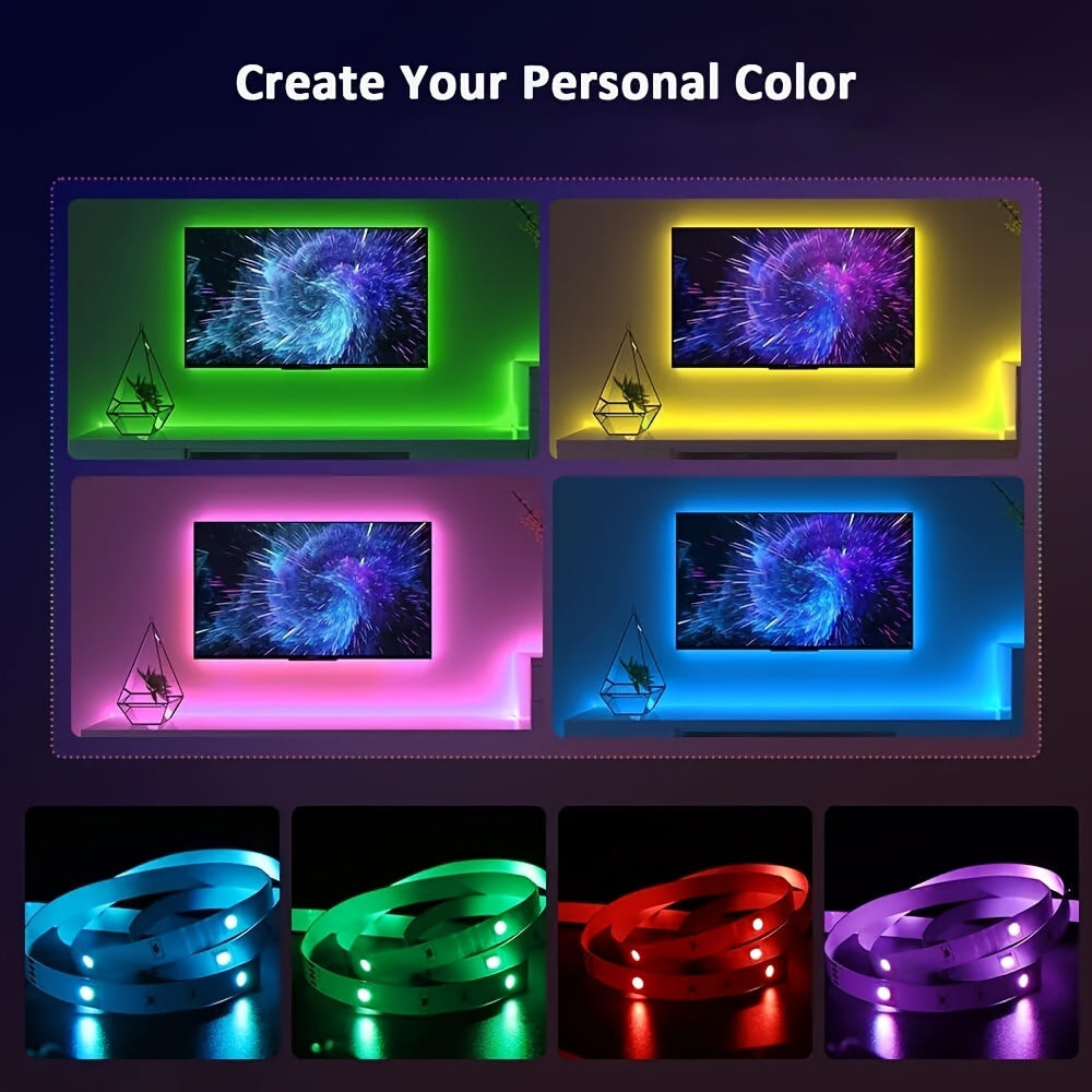 Tira de luces LED RGB con alimentación USB para decoración de habitación - Control de 3 botones, luz trasera para TV con cambio de color, longitudes de 1 a 40 m