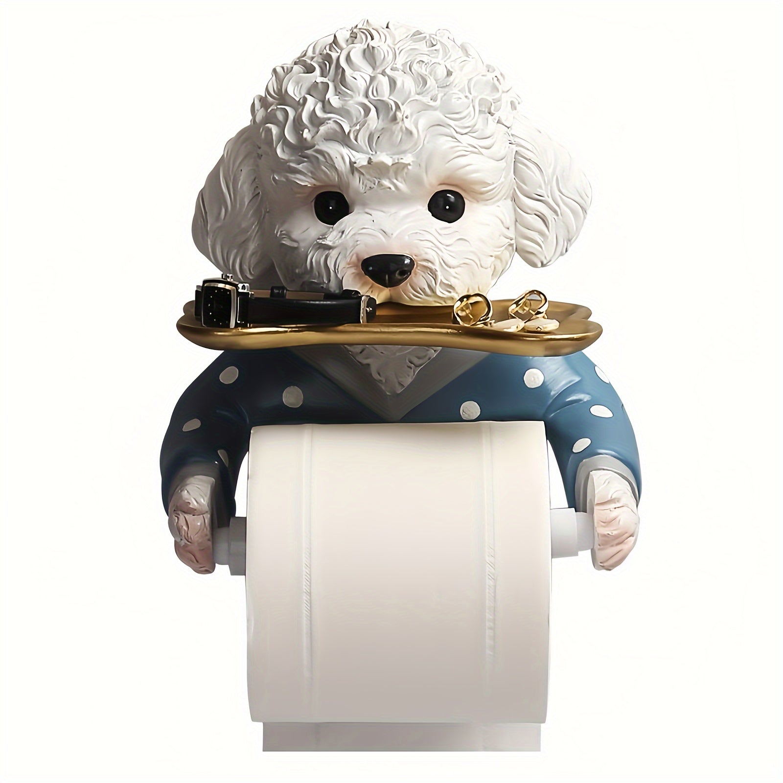 1pc Adorable Soporte de Papel Higiénico de Resina Perro, Soporte de Tejido Autoadhesivo Montado en la Pared, Accesorio de Baño con Acabado de Laca, Perfecto para Otoño, Halloween, Regalos de Navidad