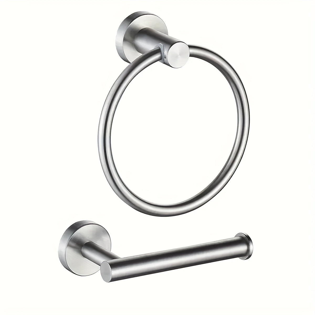 Juego de 2 accesorios para baño de acero inoxidable redondos, set de toallero y portarrollos de papel higiénico negro mate para montar en pared