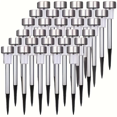 10 luces solares LED para jardín, iluminación exterior de acero inoxidable, para caminos, patios, villas, césped, pasillos, terrazas y entradas, con sensor de luz, montaje semiempotrado, batería de níquel, diseño ahorrador de energía, fácil instalación,