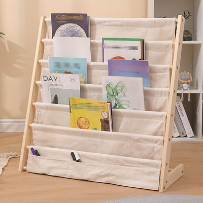 Estantería de Libros de Madera Sólida Creativa con Múltiples Niveles y Estante Móvil para Marcos de Fotos, Estanterías Utilitarias