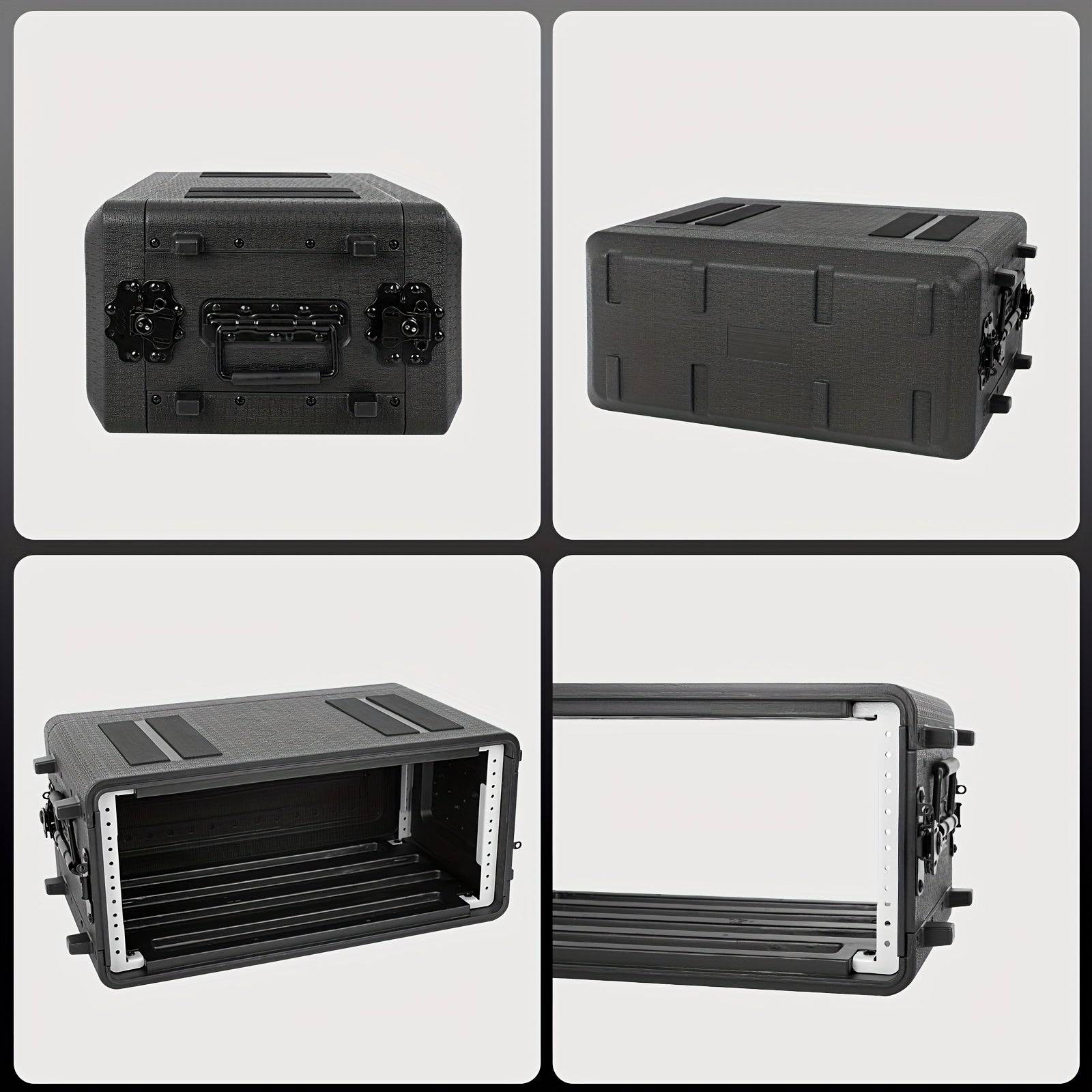 Estuche de amplificador de rack de 4U, montaje de viaje de carretera de DJ PA de audio profesional con espuma personalizada, ideal para almacenamiento de sistema de micrófono inalámbrico/amplificador/effect/mixer, 4U, negro