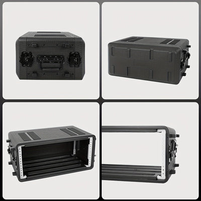 Estuche de amplificador de rack de 4U, montaje de viaje de carretera de DJ PA de audio profesional con espuma personalizada, ideal para almacenamiento de sistema de micrófono inalámbrico/amplificador/effect/mixer, 4U, negro