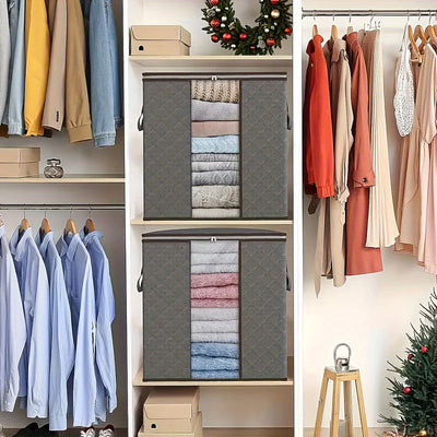 Juego de 3 organizadores de tela grandes plegables con agarres - Contenedores versátiles para área de dormir, clóset, ropa, residencia estudiantil - Sin olor, no necesita electricidad, solución de almacenamiento