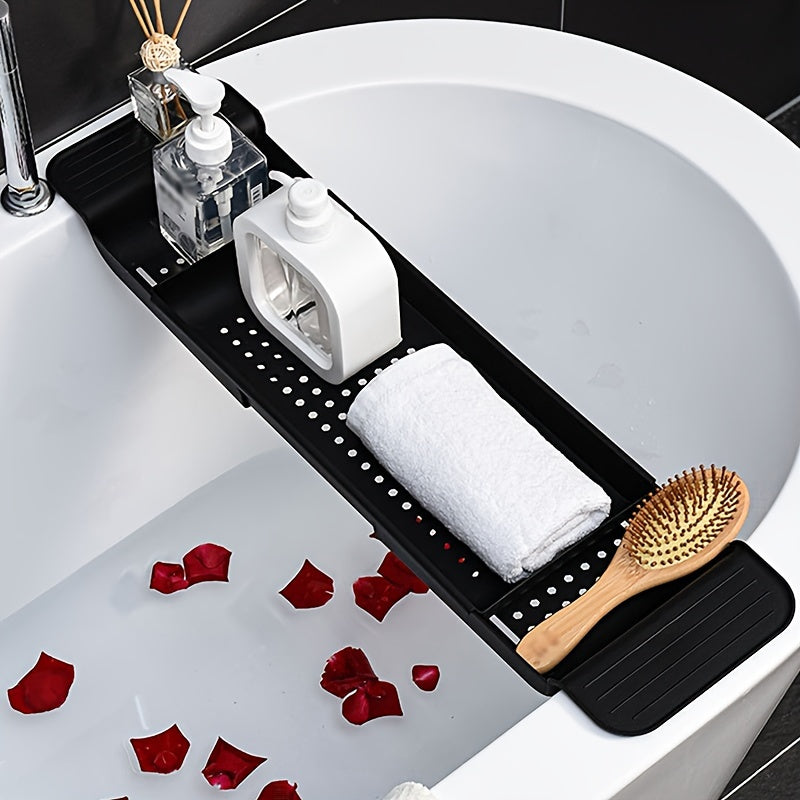 1pc Bandeja De Bañera, Estante De Baño Retráctil, Organizador De Baño Simple, Bandeja De Bañera De Plástico Multifuncional, Accesorios De Baño