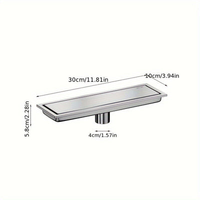 Desagüe de Suelo Rectangular Invisible de Acero Inoxidable - Extendido, Fregadero de Baño Resistente a Olores con Cubierta de Tubería Oculta