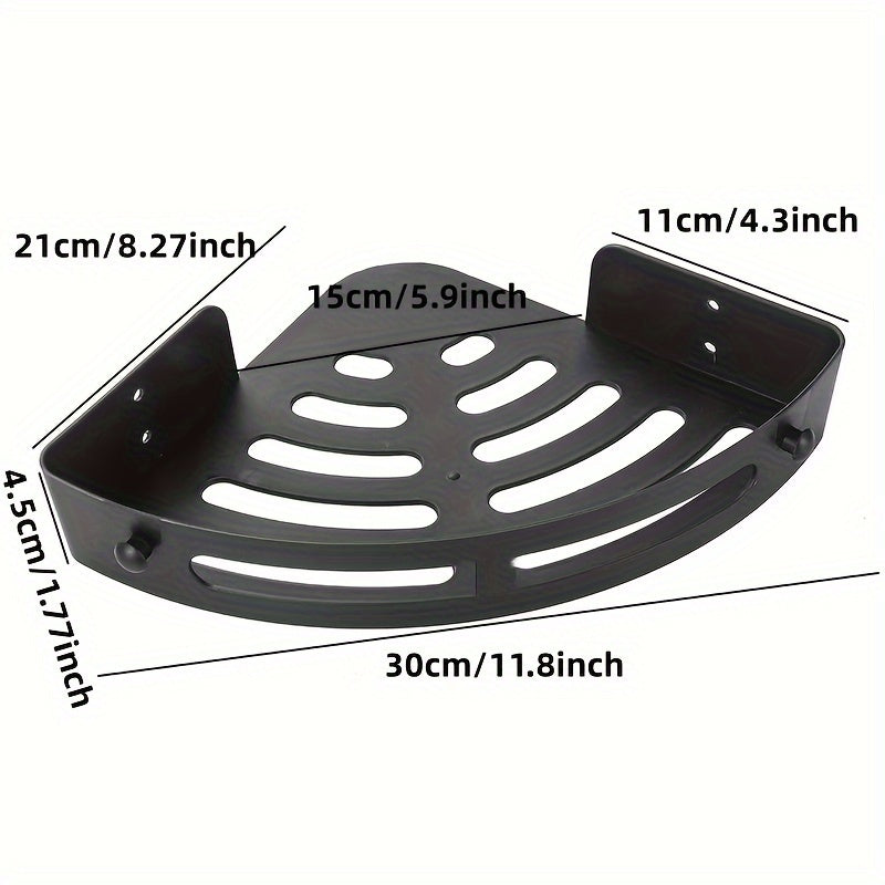 1pc estante de baño sin perforaciones, estante triangular para baño o cocina, material plástico, organizador sin taladros