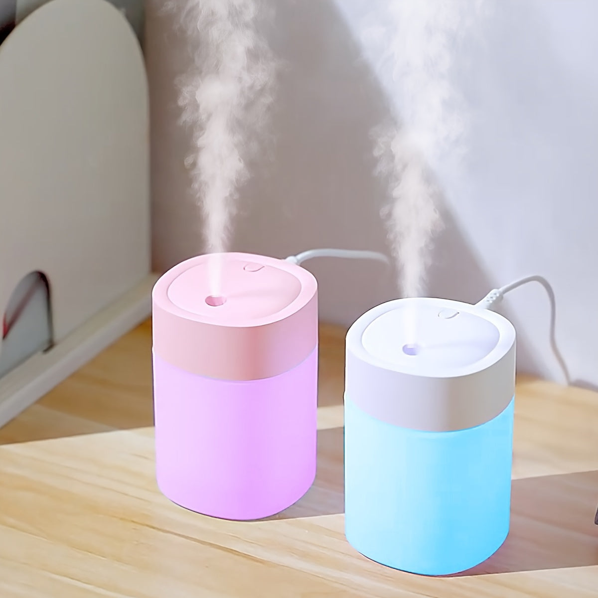 Humidificador de Aromaterapia con Luz Cambiante de Color, Portátil y Conectable por USB o Enchufe, Luz Nocturna para Habitación, Oficina, Computadora, Dormitorio, Coche u Hogar