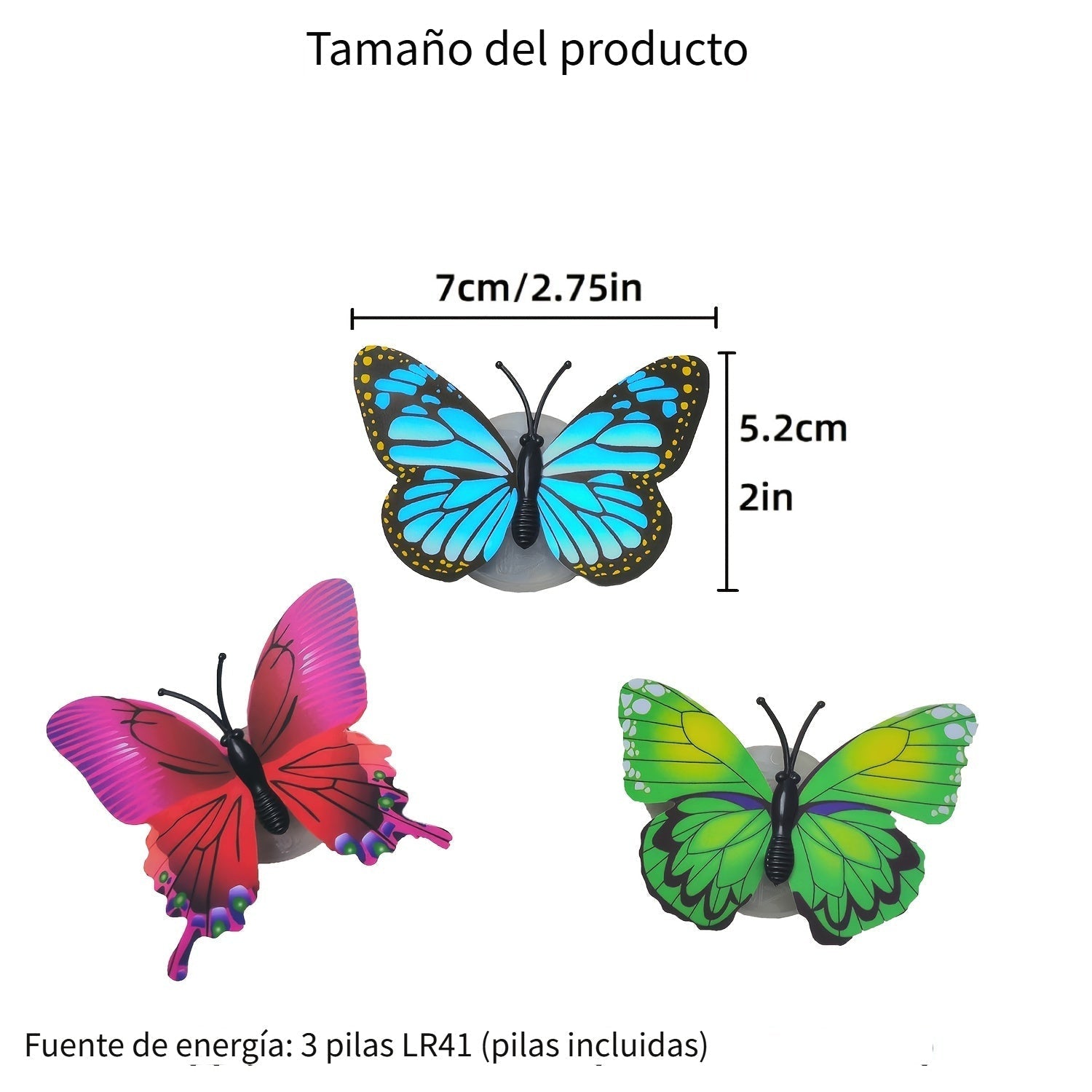 Luz nocturna LED de mariposa 3D, luces de vinilo de plástico multicolor para jardín, patio, césped, fiesta, decoración festiva, uso interior y exterior, incluye 3 pilas de botón