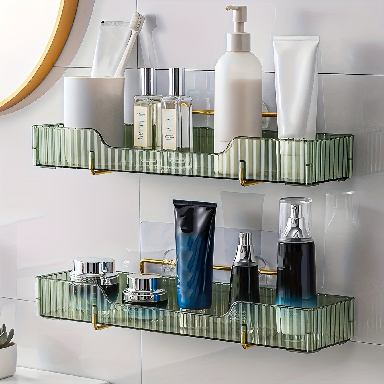 2 Piezas, Estante De Almacenamiento Para Baño Montado En La Pared, Estante Colgante Para Baño, Estante De Ducha Adhesivo Para Ducha Interior, Soporte Para Champú Y Gel De Ducha Para Pared De Ducha, Organizador De Baño, Cesta Para Ducha, Accesorios De Baño