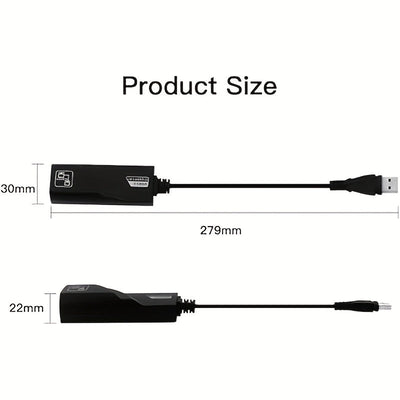 Adaptador de red Ethernet USB 3.0 de 100 Mbps, tarjeta de red RJ45, adecuada para PC/notebook, compatible con SmartThings, alimentado por USB, tensión de trabajo ≤36 V