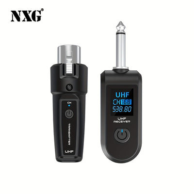 Transmisor receptor sin varillas NXG 2pcs/1pc, compatible con sistema de micrófono XLR, jack de 6.35mm, transmisión a larga distancia 2.4GHz, recargable USB, para micrófonos condensador y dinámicos