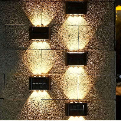 1 pieza/4 piezas de luz decorativa solar para jardín, iluminación de pared con proyector hacia arriba y abajo
