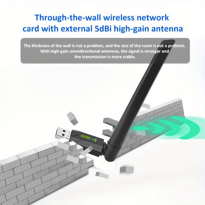 Adaptador inalámbrico WiFi 6 de 286 Mbps, USB, antena de alta ganancia de 2.4 GHz, compatible con 802.11ax, banda dual 5G/4G/3G, plug & play sin necesidad de drivers para Windows 7/10/11, SDIO 6.0, múltiples protocolos de encriptación, gran penetración y
