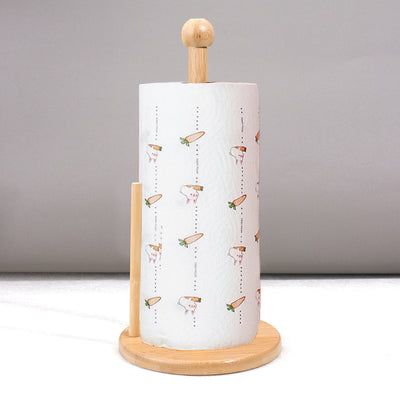 Elegante soporte de papel de cocina de madera con diseño de zanahoria y perro - Estante vertical rústico para cocina, sala de estar, dormitorio | Accesorio de encimera fácil de ensamblar, organizador de cocina | Diseño juguetón | OODLANDERS