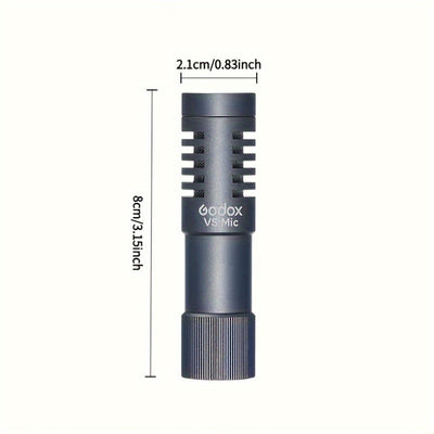 Micrófono universal para video GODOX VS-Mic con cuerpo de aleación de aluminio, conector de 3.5 mm, modo de alimentación USB, para iPhone, teléfonos Android, cámaras DSLR - Micrófono para grabación y transmisión, equipo de grabación para transmisiones |