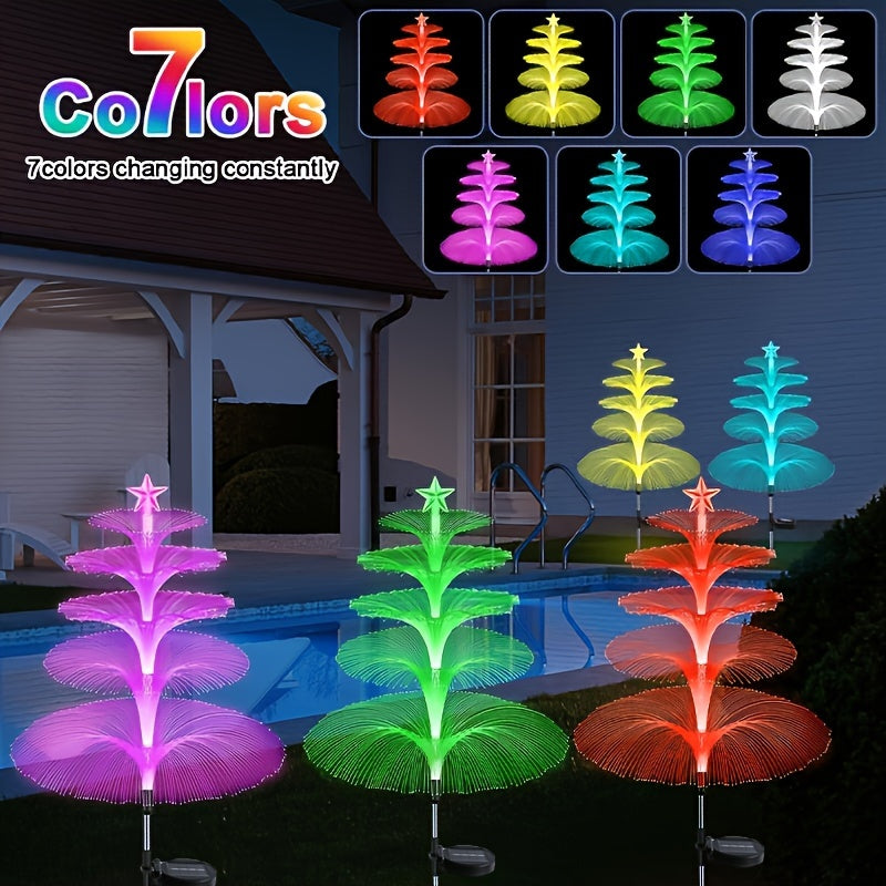 Cadena de luces LED de hadas con energía solar, decoración de jardín al aire libre de 5 niveles, cambio de color, multicolor, perfecta para patio, jardín, Navidad, Halloween, decoración de Año Nuevo.