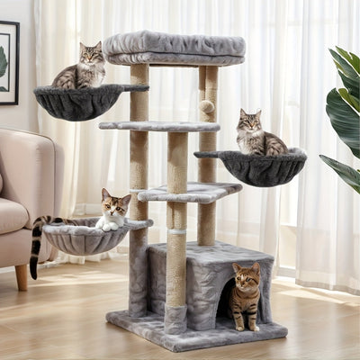1 pieza, árbol de gato con hamaca, material de acero inoxidable, resistente y duradero con cesta, accesorio de hamaca de árbol de gato cómodo, reemplazo universal de hamaca de árbol de gato grande, adecuado para gatos, hamaca de gato gris de un solo ojo,